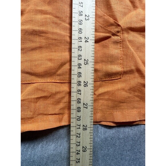 BRYN WALKER Orange Linen Boxy 3/4 Sleeve‎ Top S Lagenlook Beach Oversized - Picture 6 of 9